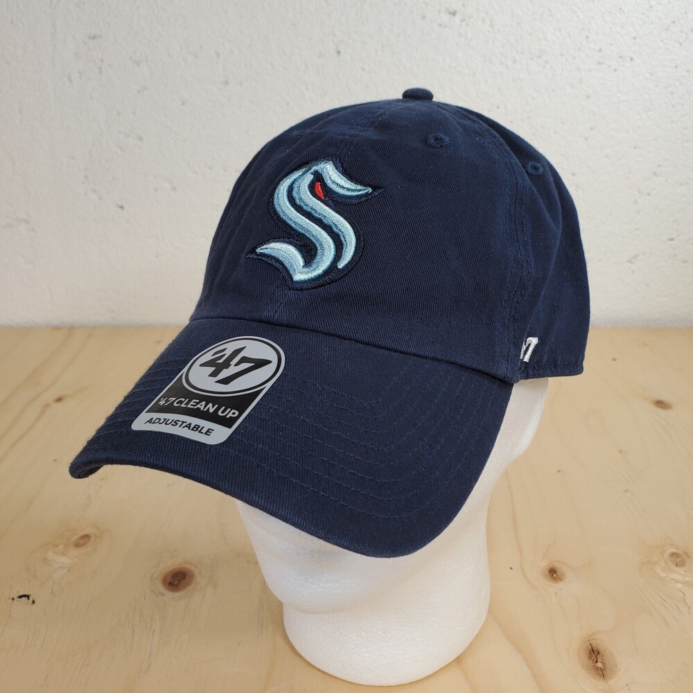 Seattle Kraken Cap '47 Brand Clean Up Adjustable Strapback Dad Hat NHL Hockey